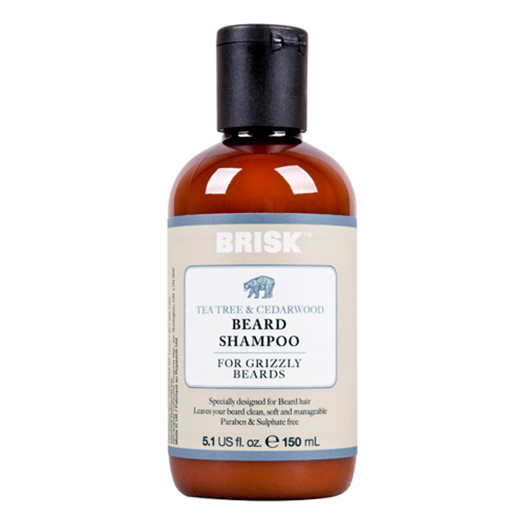 Brisk Beard Grooming Shampoo, Tea Tree and Cedarwood, 5.1 oz