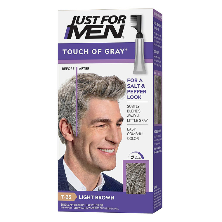 Just For Men Touch of Gray Hair Color T25 Light Brown Kit 1Ea