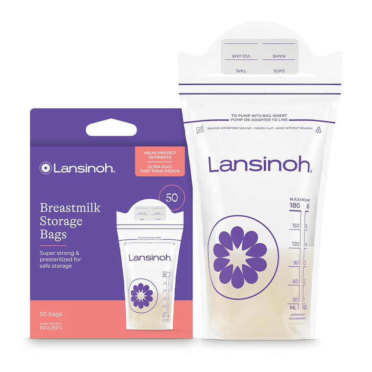 Lansinoh Breastmilk Storage Bags for Safely Storing and Freezing Expressed Breastmilk 50Ea