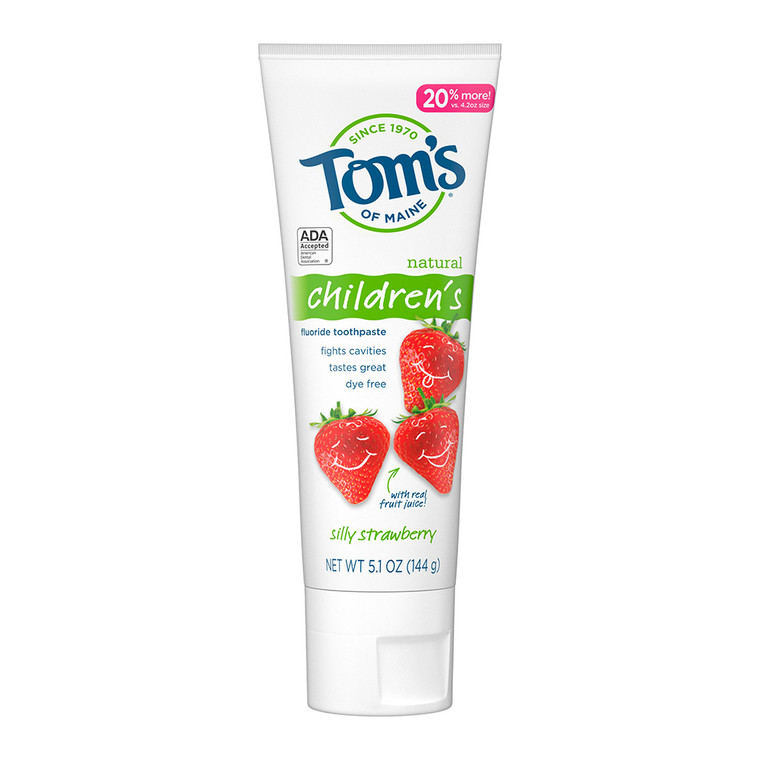 Toms Of Maine Childrens Natural Fluoride Toothpaste, Silly Strawberry - 5.1 Oz