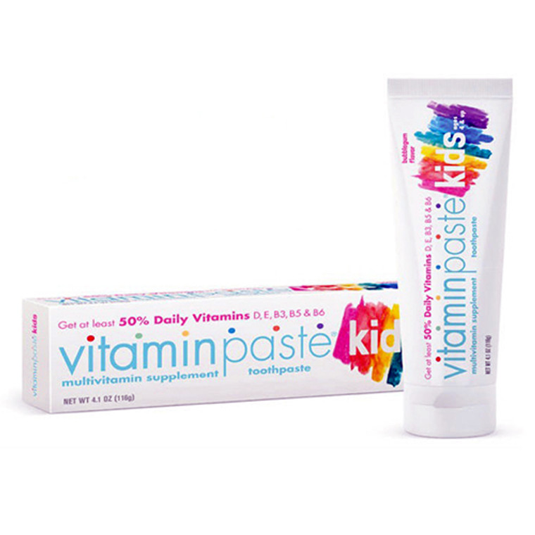 Vitaminpaste Multivitamin Kids Fluoride Free Toothpaste, Bubblegum, 4.1 Oz