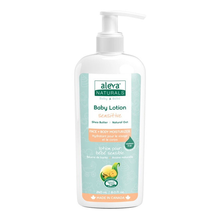 Aleva Naturals Baby Lotion with Shea Butter and Oat Sensitive Skin Soothing Moisturizer for Face and Body 8Oz (240ml)
