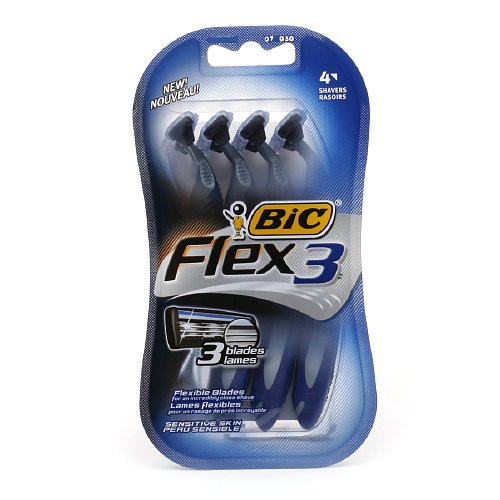 Bic Flex 3 Mens Titanium Disposable Razors for Smooth Close and Comfortable Shaving 4Ea