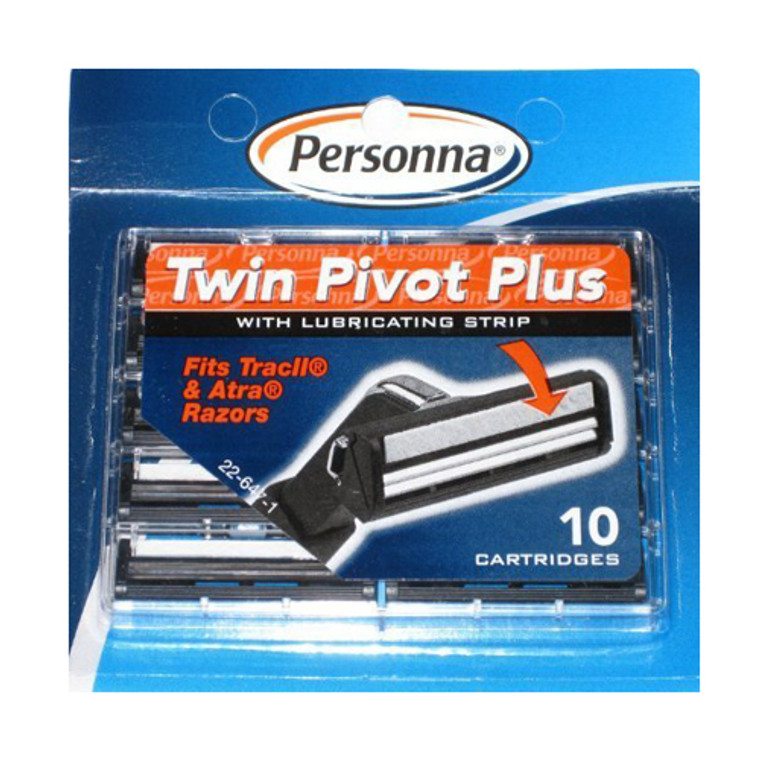 Personna Twin Pivot Plus Cartridges With Lubricating Strip, 10 Ea