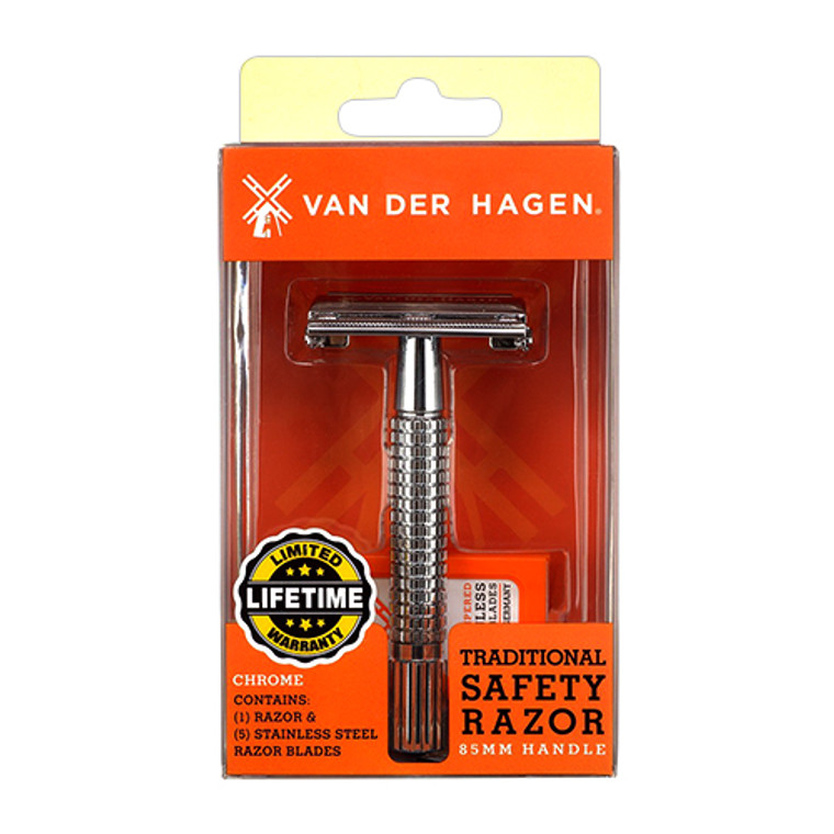 Van Der Hagen Safety Razor With 5 Steel Blades, 1 Ea