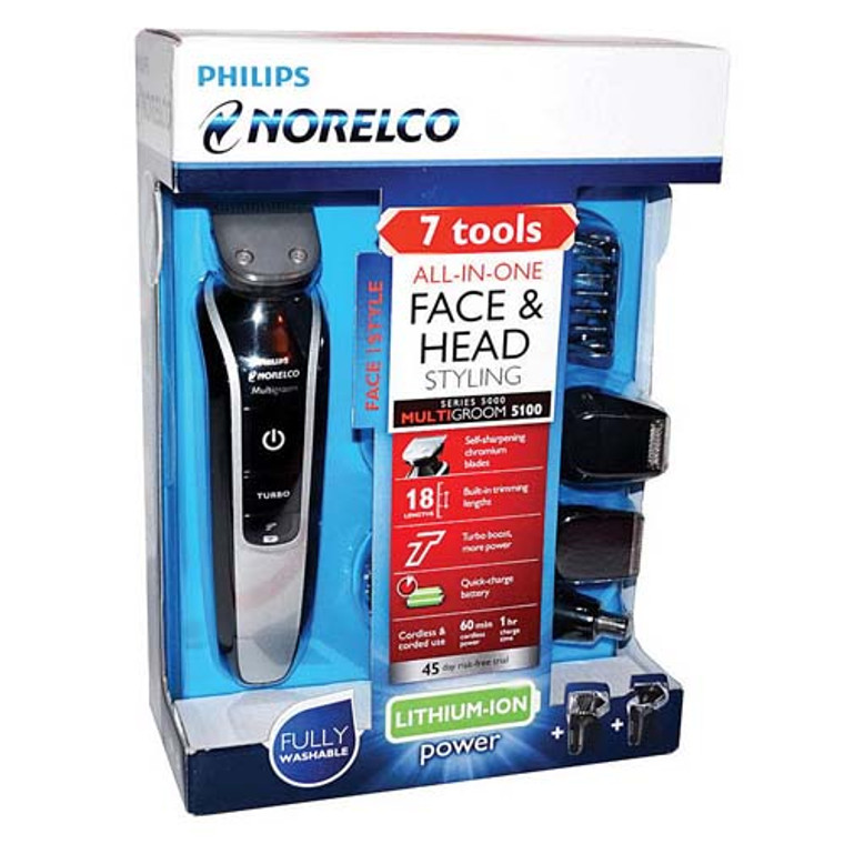 Philips Norelco 7-Piece Corded/Cordless Multi Grooming 5100 Kit, QG3364, 1 Ea