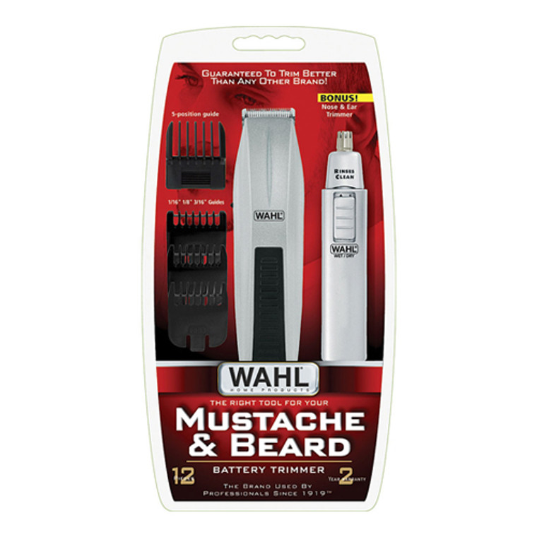 Wahl 5537420 Mustache And Beard Mens Hair Trimmer with Bonus Ear/Nose Trimmer, 1 Ea