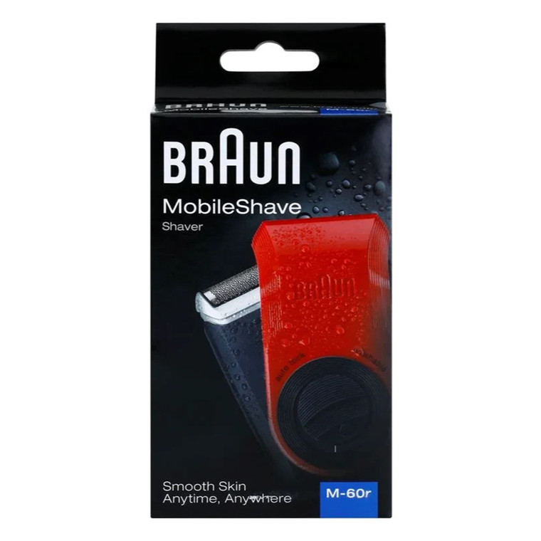 Braun M60R Mobile Pocket Washable Shaver Red for Men 1Ea