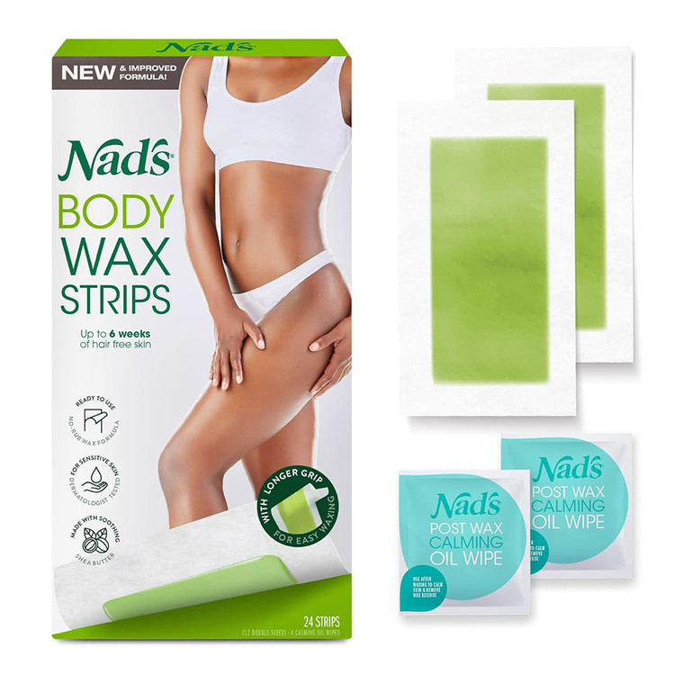 Nads Hair Removal Body Wax Strips for Normal Skin Large 24Ea