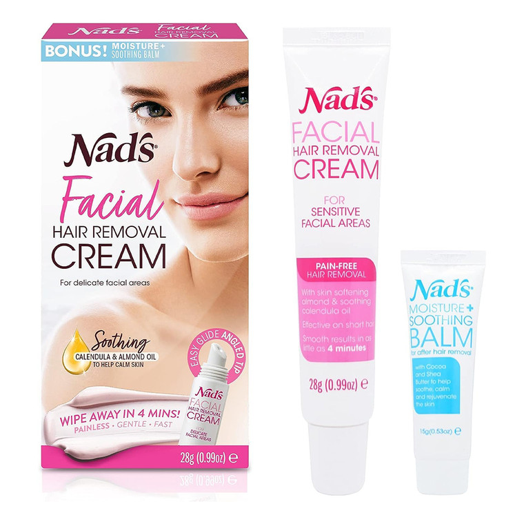Nads Facial Hair Removal Creme Effortlessly with Fast Acting for Smooth and Soft Skin 0.99Oz (28g)