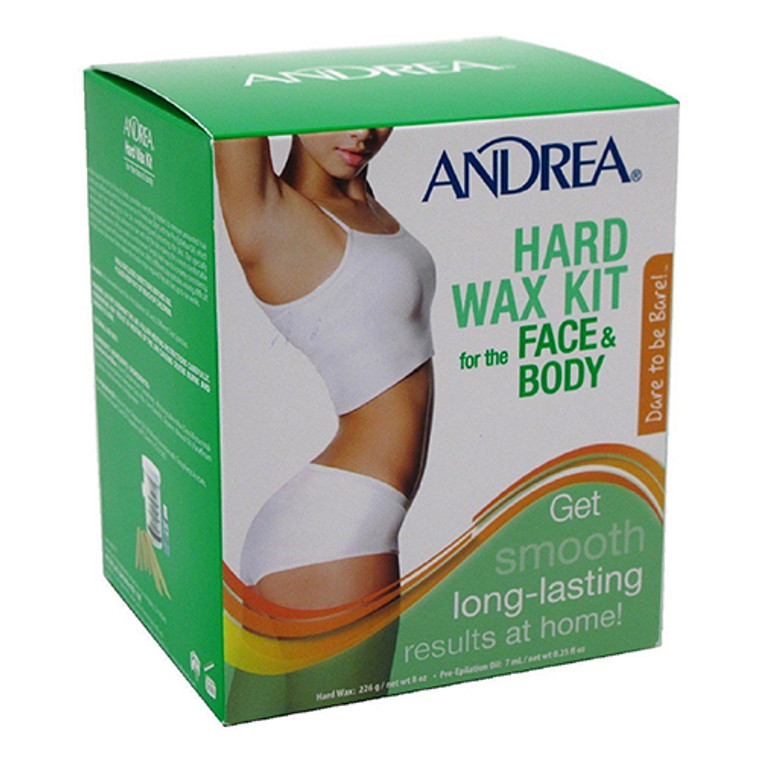 Andrea Hard Wax Hair Removal Kit for Face and Body, 8 Oz