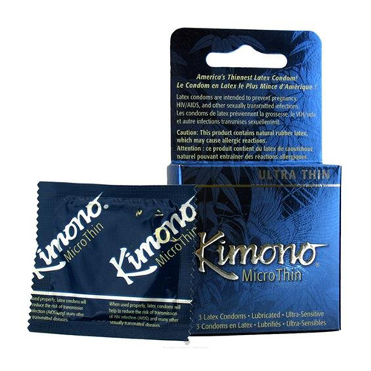 Kimono Microthin Lubricated Latex Condoms - 3 Ea
