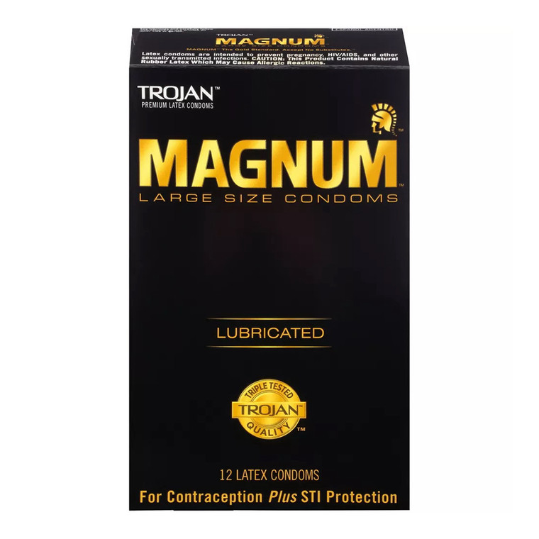 Trojan Magnum Lubricated Latex Condoms, Large Size, 12 Ea/Pack, 4 Pack