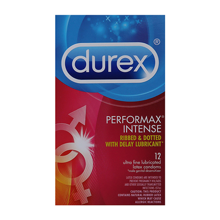 Durex Performax Intense Ultra Fine Lubricated Latex Condoms, 12 Ea