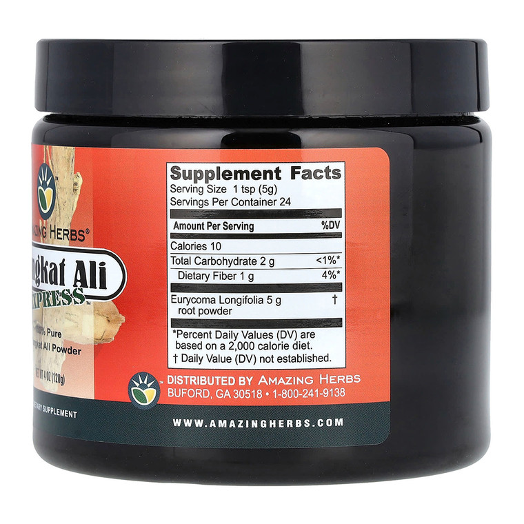 Amazing Herbs Tongkat Ali Express Raw Powder 100 Percent Pure Hormone Support 4Oz (120g)