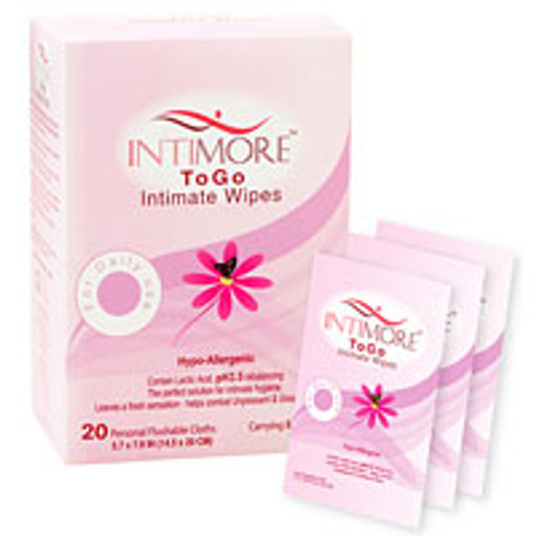 Intimore To-Go Intimate Wipes Personal Flushable Cloths, Handy Ultra Soft For Daily Use - 20 Ea