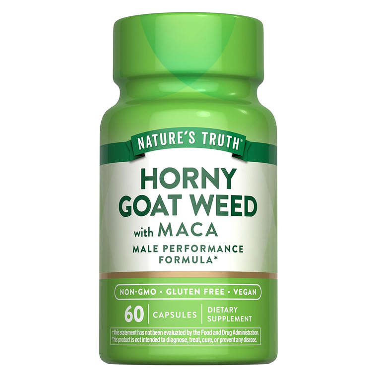 Natures Truth Vitamins Horny Goat Weed with Maca Dietary Supplement Capsules Support Energy Vitality 60Ea