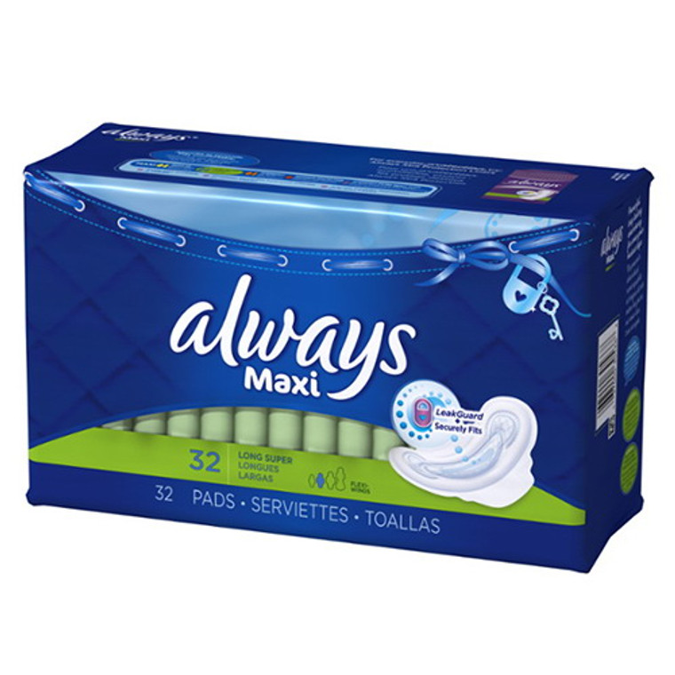 Always Maxi Pads Long Super With Flexi-Wings - 32 Pads