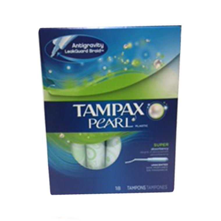 Tampax Pearl Tampons With Plastic Applicator, Super Absorbency, Unscented - 18 Each