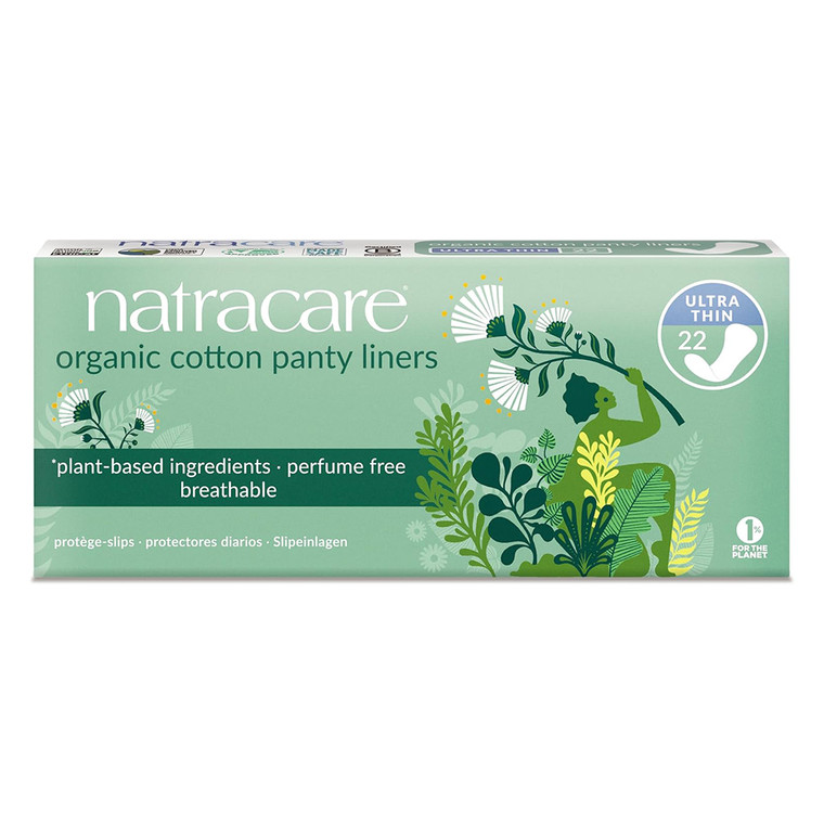 Natracare Ultra Thin Slim Fit Liners Organic Cotton Panty Liners Suitable for Sensitive Skin 22Ea