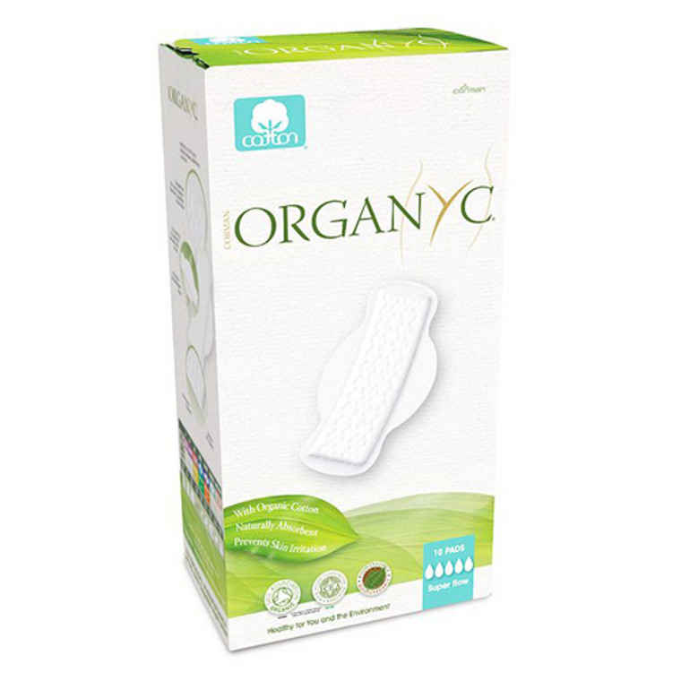 Organyc Organic Cotton Pads for Super Flow With Wings Flat, 10 Ea