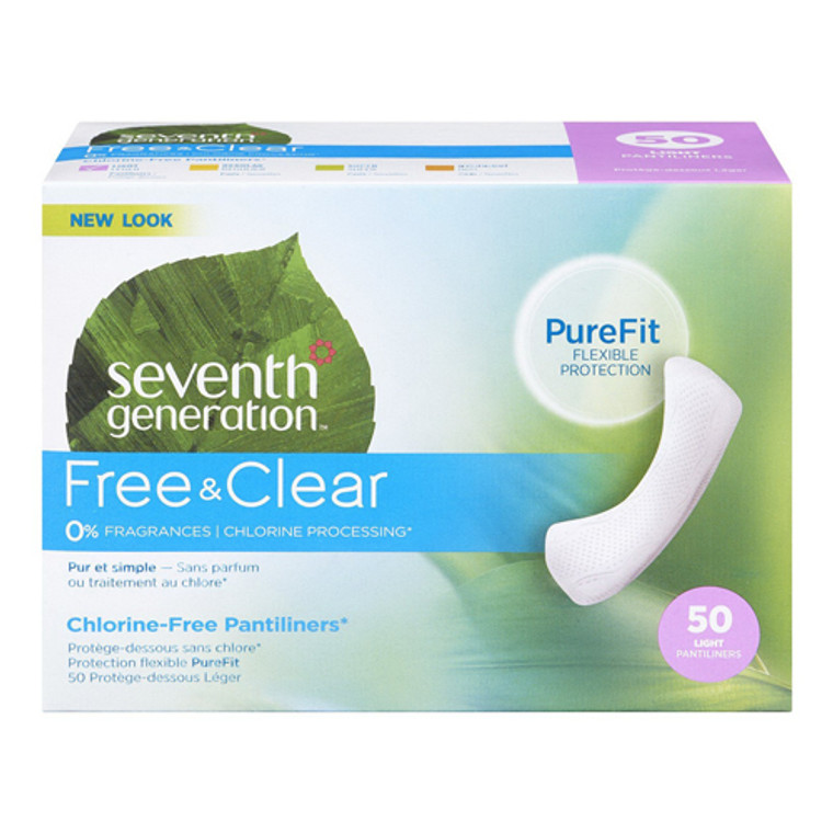 Seventh Generation Chlorine Free Pantiliners Pads, 50 Ea