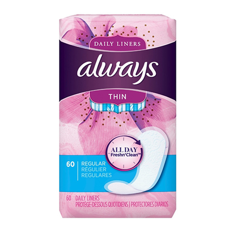 Always Thin Daily Liners, Regular, 60 Ea