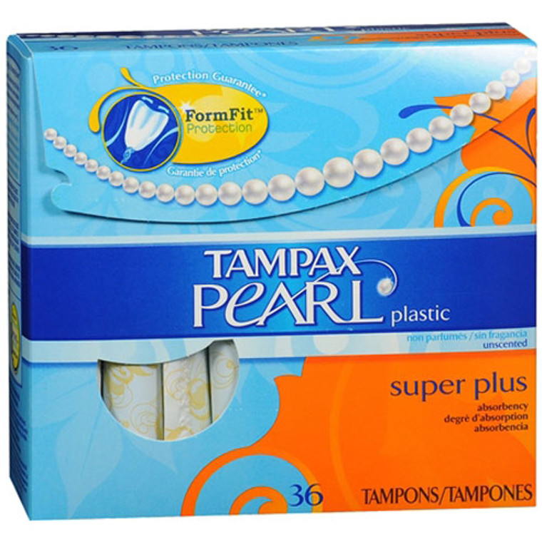 Tampax Pearl Super Plus Unscented Plastic Tampons, 36 Ea