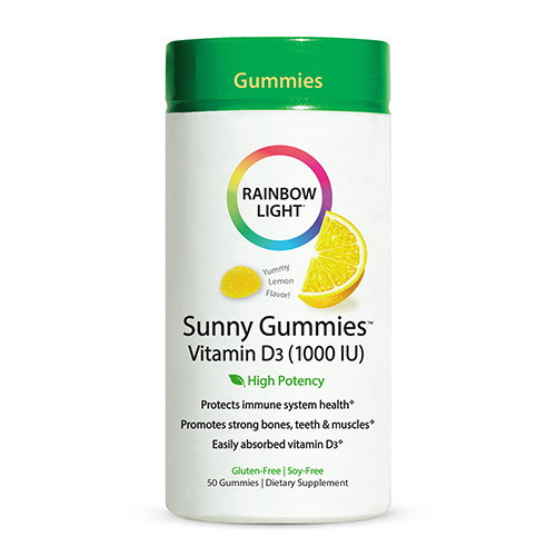 Rainbow Light Vitamin D 1000 Iu High Potency Sunny Gummies, Sour Lemon Flavor, 50 Ea