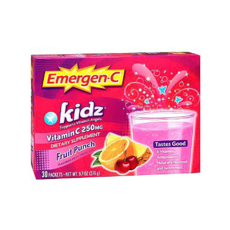 Alacer Emergen C Vitamin C 250 Mg Kidz Fruit Punch Packets - 30 Ea