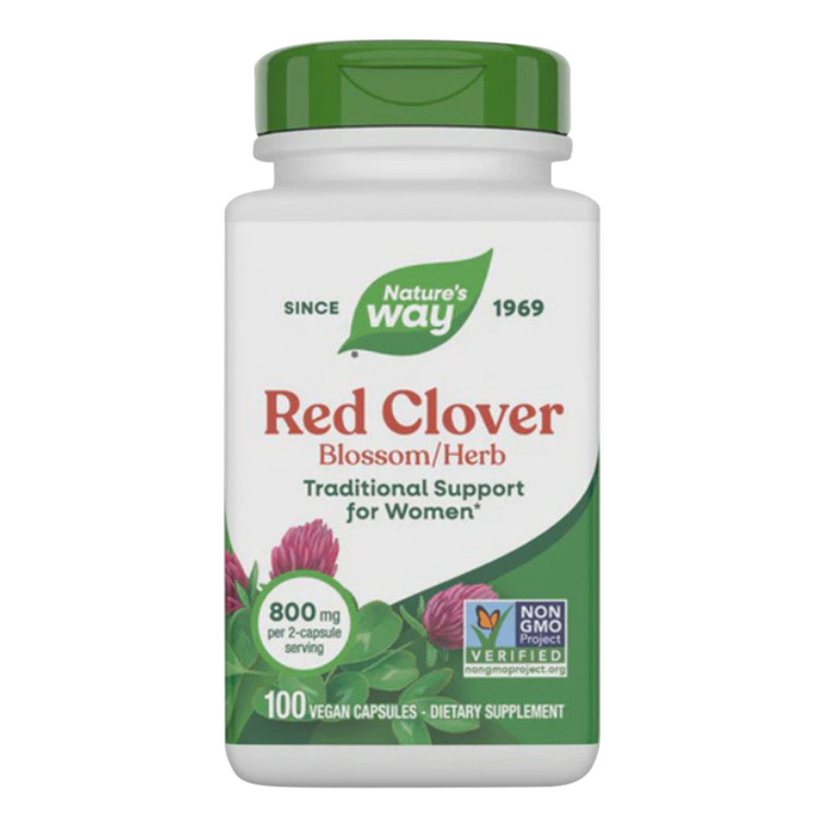 Natures Way Red Clover Capsules for Women Hormonal and Menopausal Support 100Ea