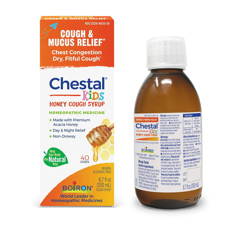 Boiron Chestal Childrens Honey Cough and Chest Congestion Syrup Homeopathic Soothing 6.7Oz (200ml)