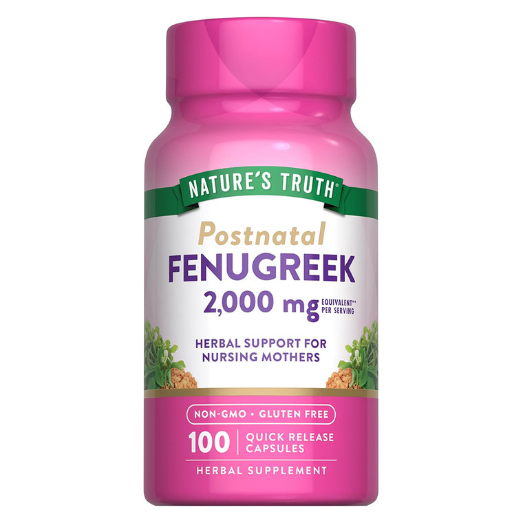 Natures Truth Postnatal Fenugreek 2000mg for Nursing Mother Herbal Supplement Capsules 100Ea