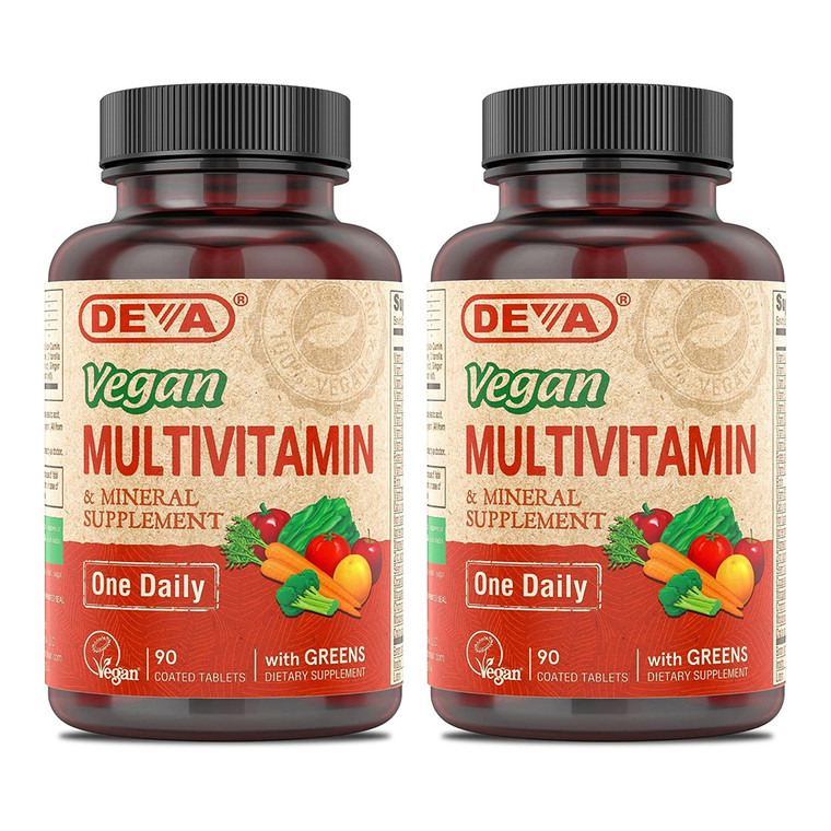 Deva Nutrition Vegan Multivitamin and Mineral Tablets Daily Nutrition Support Formula 90Ea