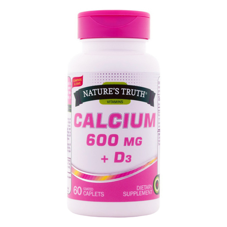 Natures Truth Vitamins Calcium 600 mg Plus D3 Coated Tablets, 60 Ea