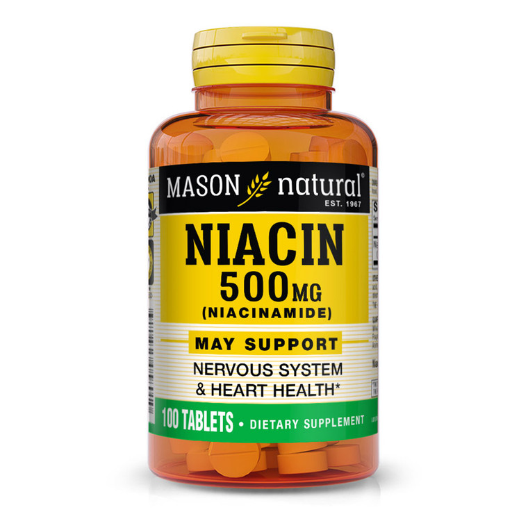 Mason Natural Niacin (Niacinamide) 500 Mg Vitamin B Tablets - 100 Ea