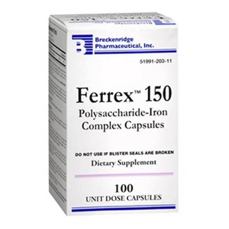 Breckenridge Pharmaceutical Ferrex 150 Polysaccharide Iron Complex Capsules 100Ea