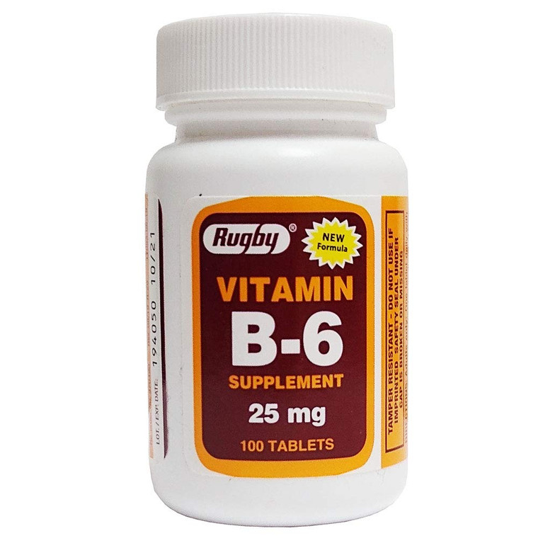 Rugby Vitamin B-6 25 Mg Tablets, 100 Ea