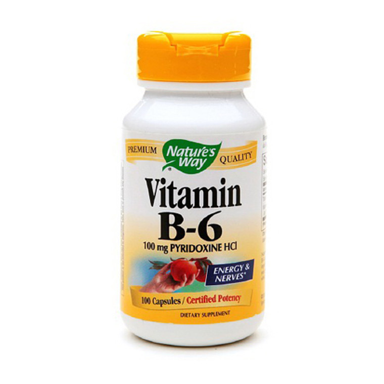 Natures Way Vitamin B6 Capsules for Cellular Energy Support 100Ea