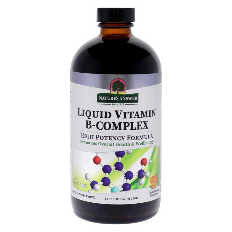 Natures Answer Liquid Vitamin B Complex Tangerine Flavor Support Cellular Energy Metabolism 16Oz (480ml)