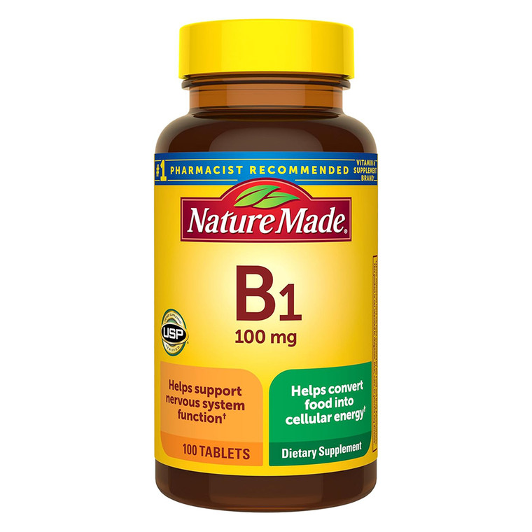 Nature Made Vitamin B1 100mg Supplement Tablets Supports Nervous System 100Ea