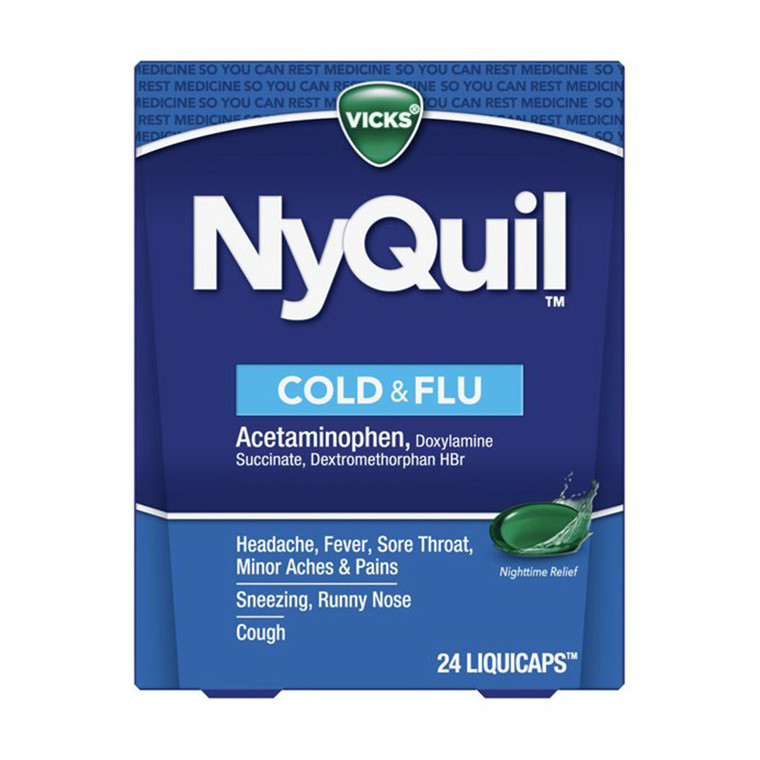 Vicks Nyquil Cold And Flu Night Time Relief Liquicaps, 24 Ea