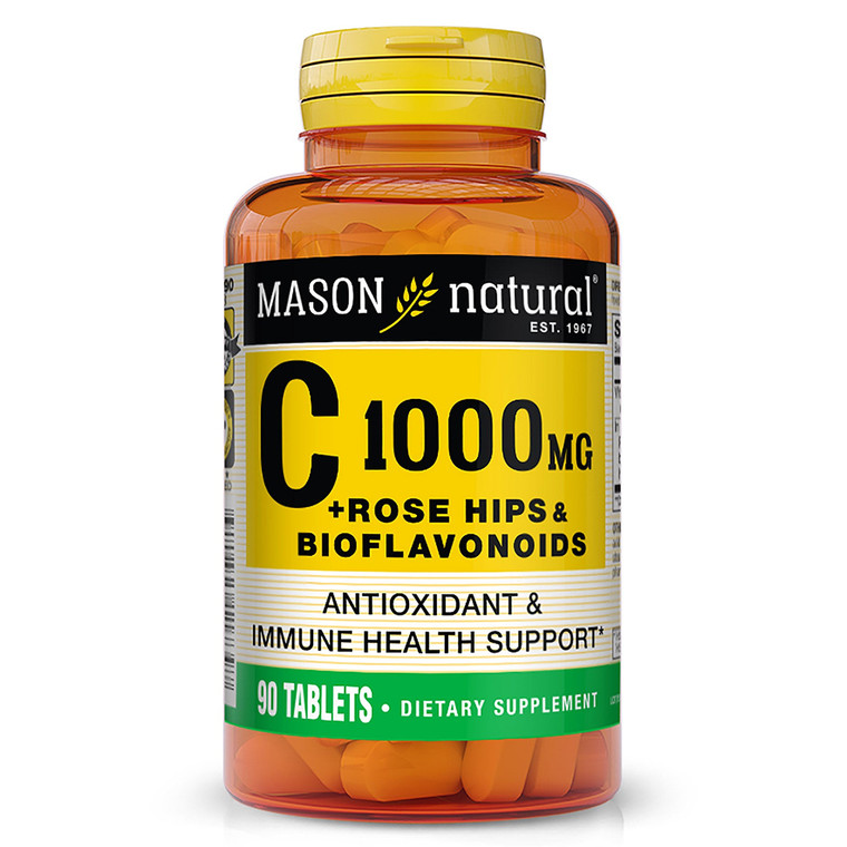 Mason Natural Vitamin C 1000mg Rose Hips and Bioflavonoids Antioxidant and Immune Tablets 90Ea