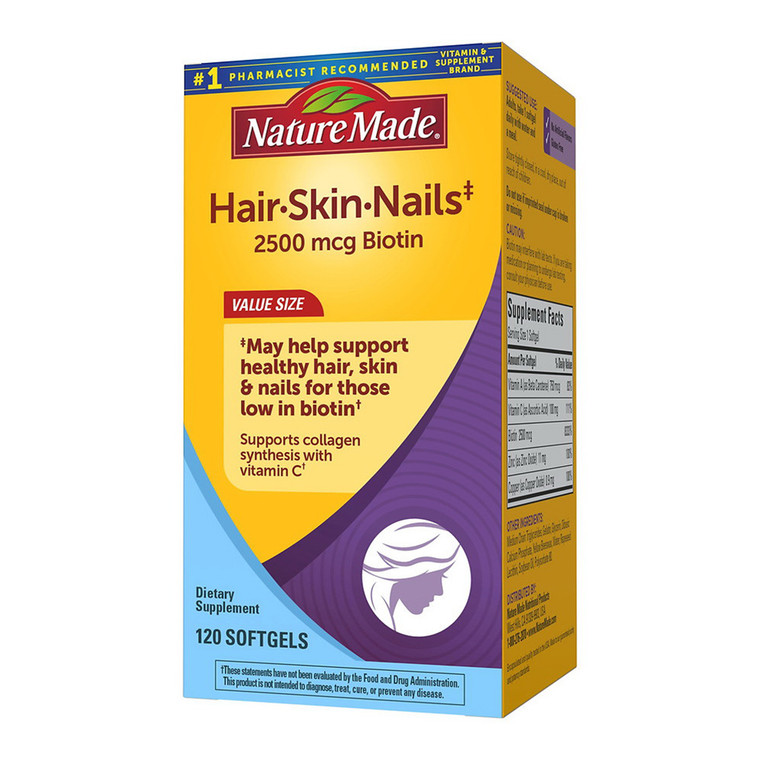 Nature Made Hair, Skin and Nails with Vitamin C Softgels, 120 Ea