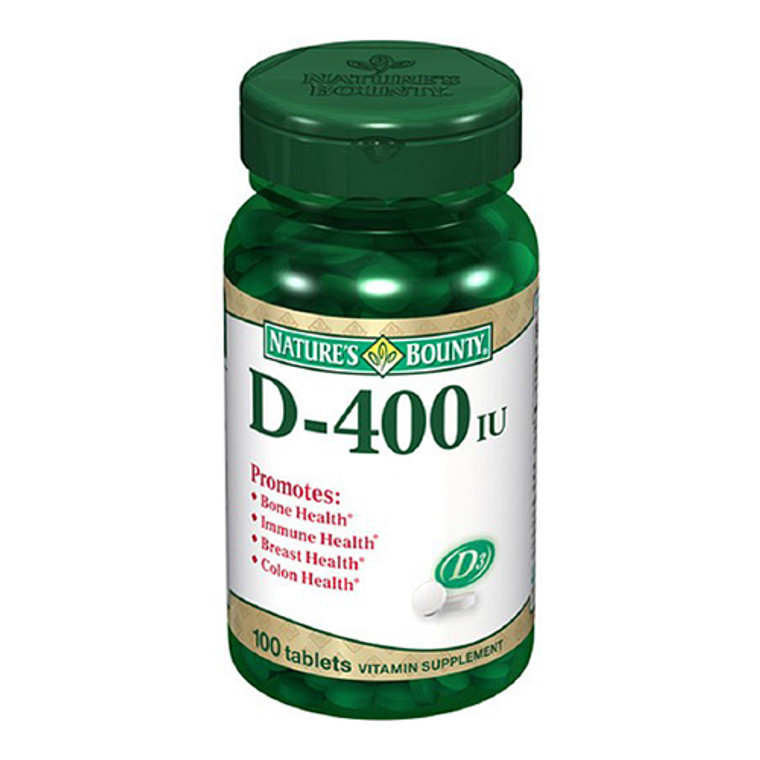 Vitamin D-400 I.U. Vitamin Supplement Tablets, By Natures Bounty - 100 Tablets
