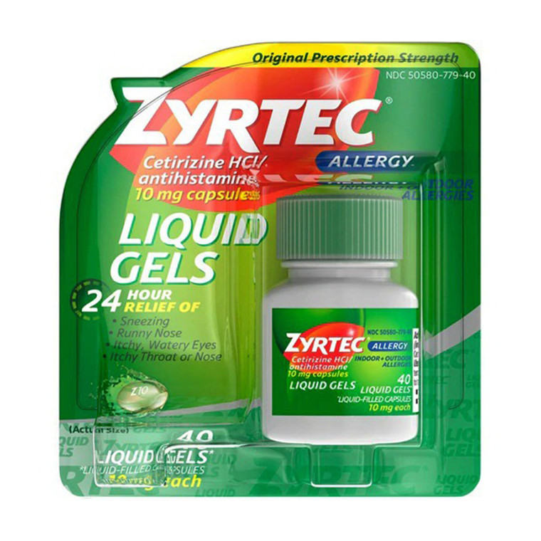 Zyrtec Cetirizine Hcl Astihistamin 10 Mg Liquid Gels - 40 Ea