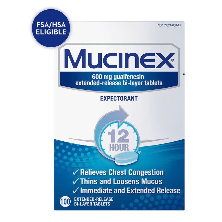 Mucinex 600 Mg Extended Release Bi-Layer Tablets - 100 Ea