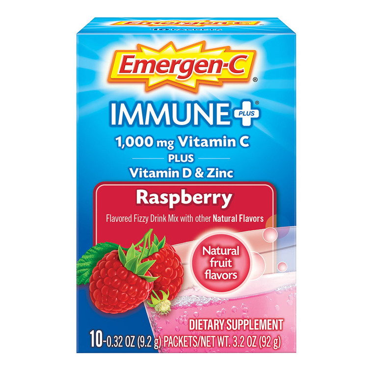 Emergen-C Immune Plus Vitamin D Drink Mix, Raspberry, 10 Ea