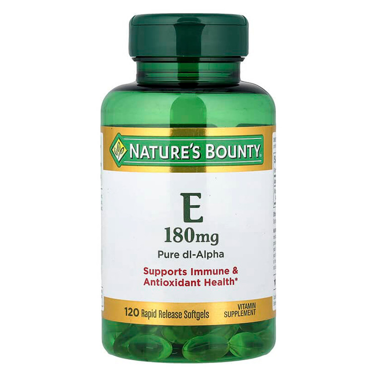Natures Bounty Vitamin E 400IU Pure Dl Alpha Softgels Support Antioxidant and Immune Health 120Ea