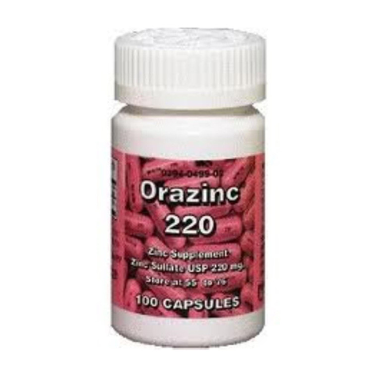Orazinc 220 Mg Capsules for Healthy Growth Of Body Tissues, 100 Ea